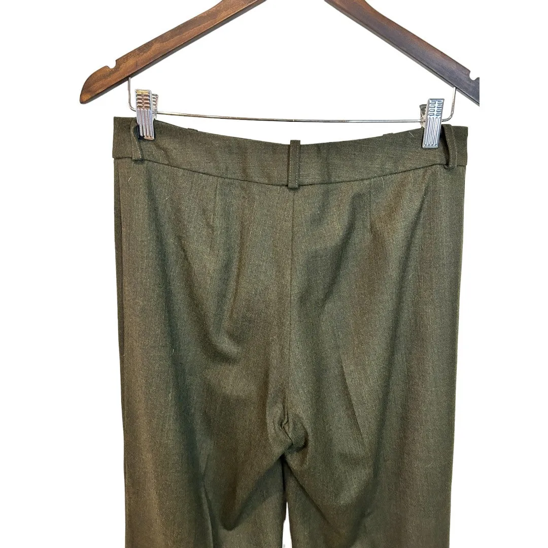 Kors Olive Virgin Wool Wide Leg Trousers