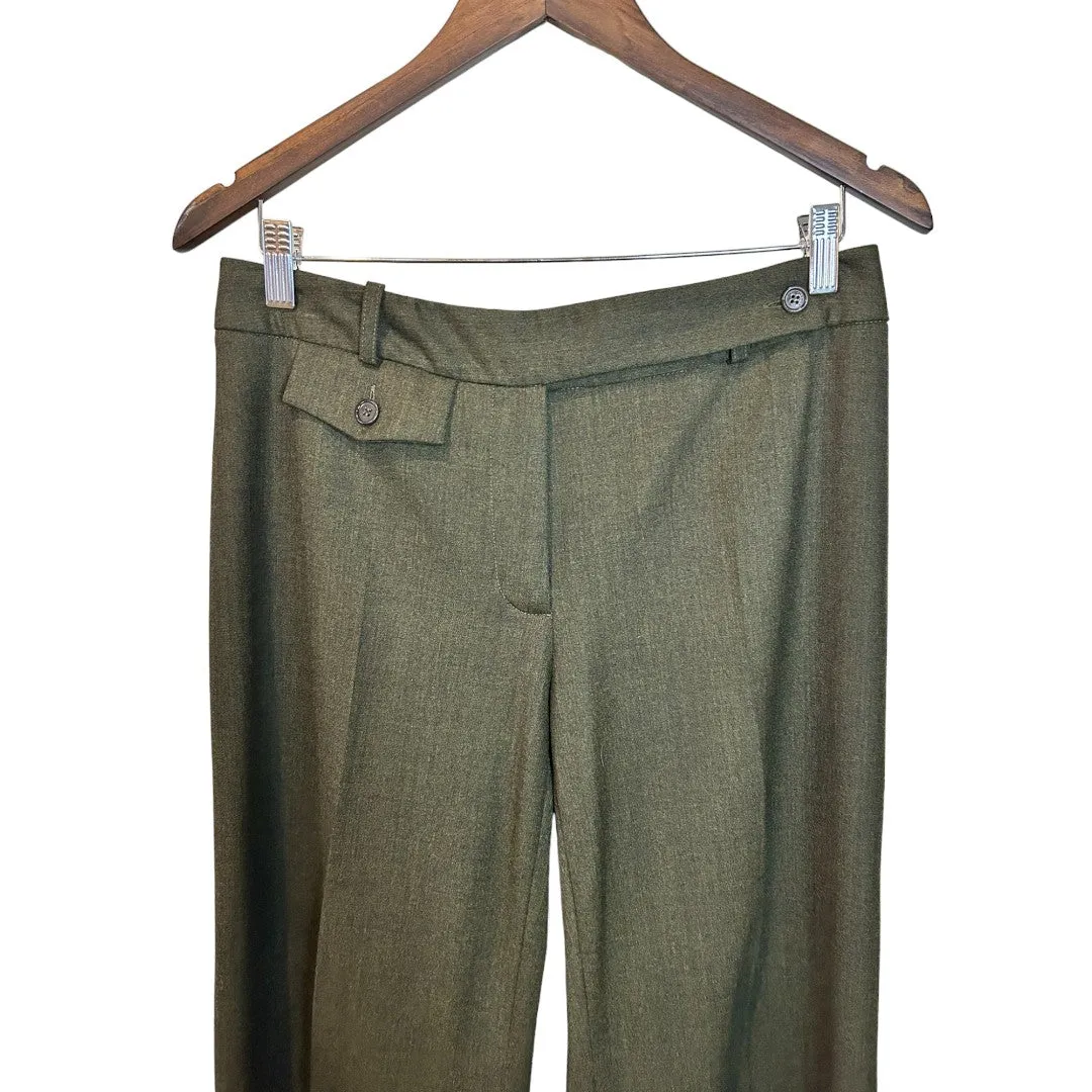 Kors Olive Virgin Wool Wide Leg Trousers
