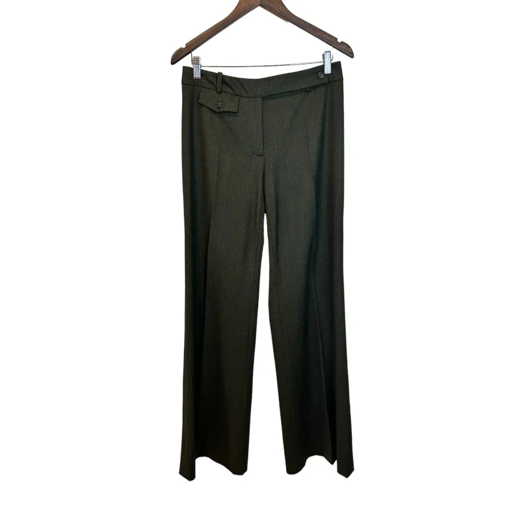 Kors Olive Virgin Wool Wide Leg Trousers