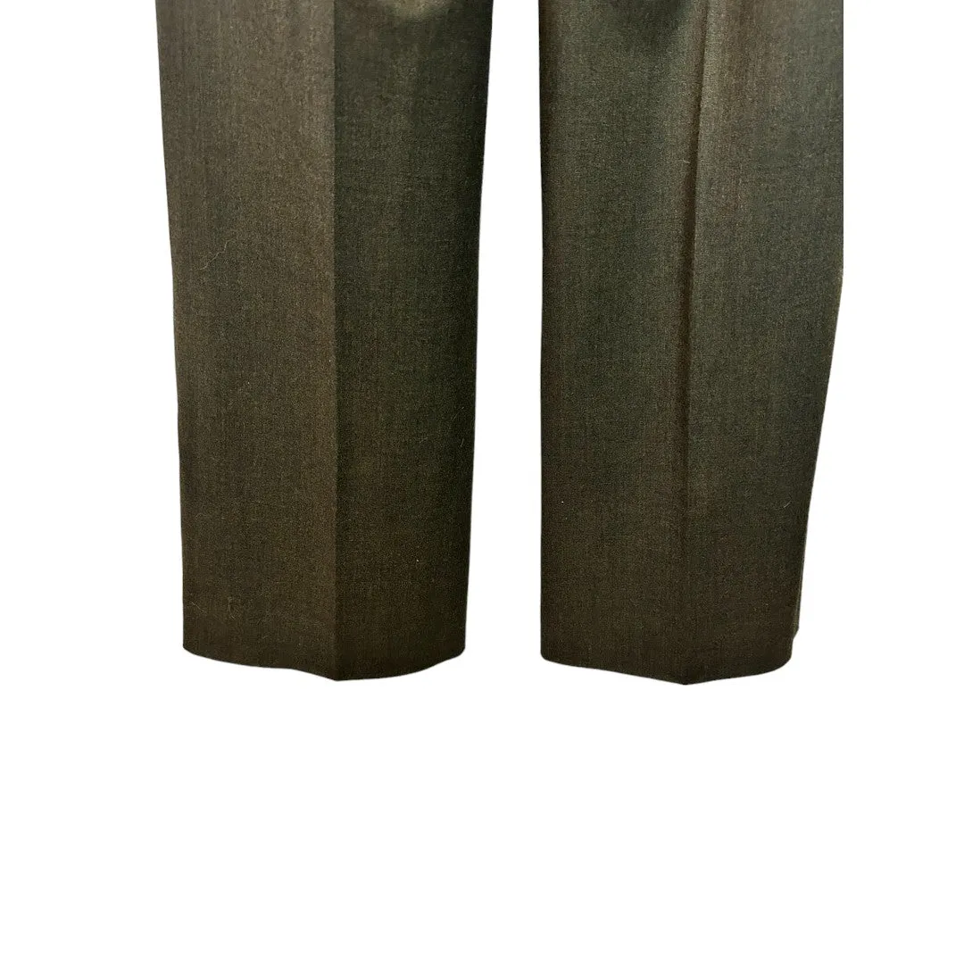 Kors Olive Virgin Wool Wide Leg Trousers
