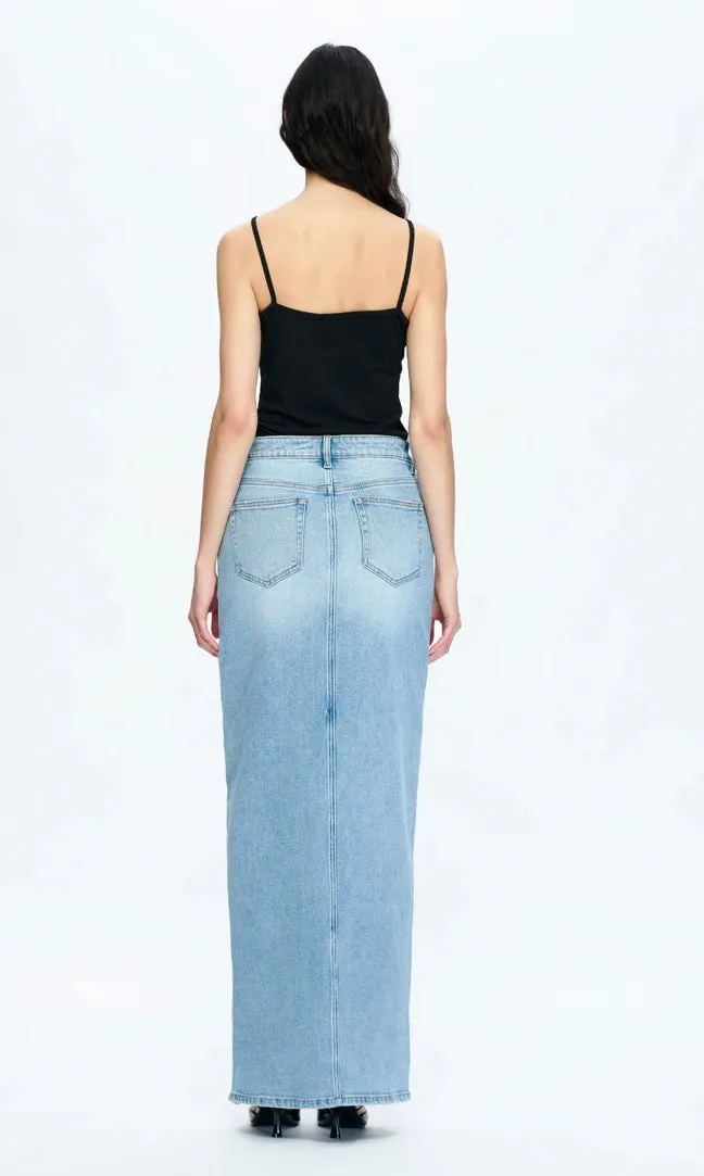 Lauren Denim Skirt Long Mid Rise Slit Denim Maxi Skirt By Bayeas. Long Jean Skirt