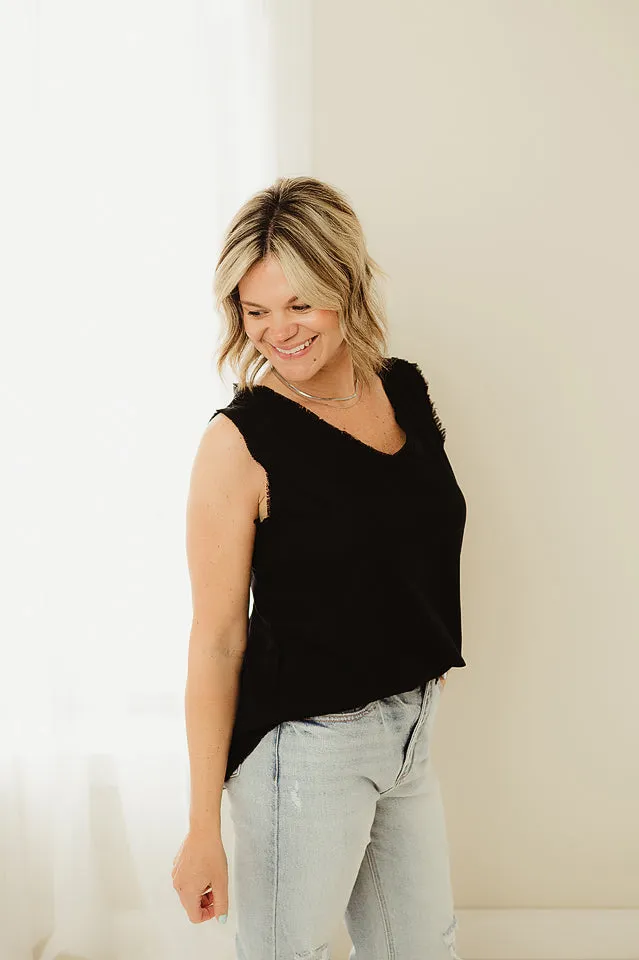 Linen Frayed Edge Tank