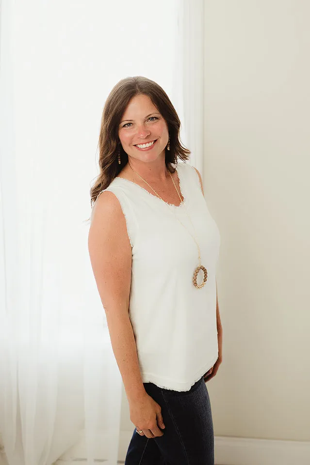 Linen Frayed Edge Tank