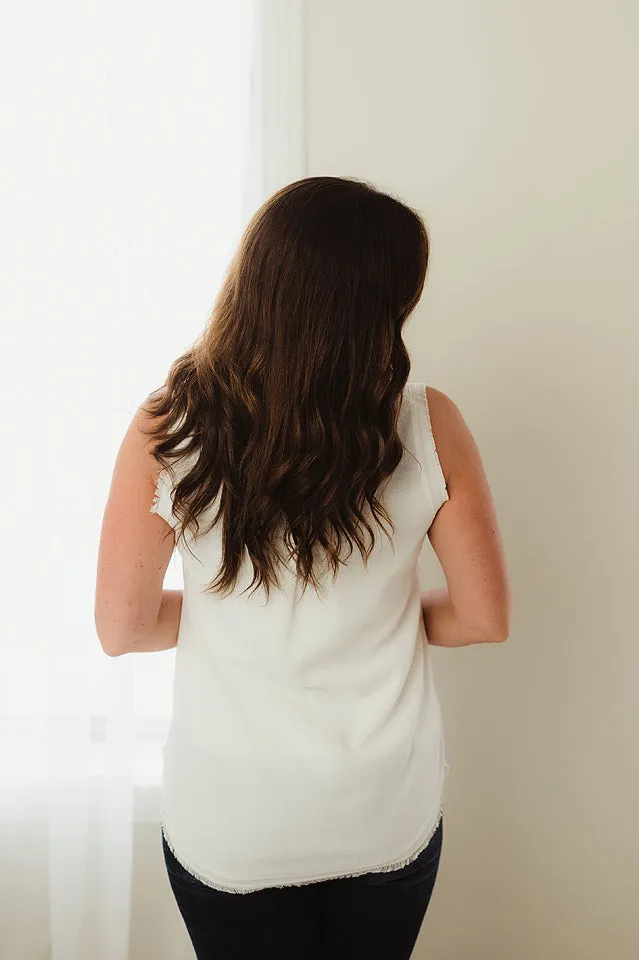 Linen Frayed Edge Tank