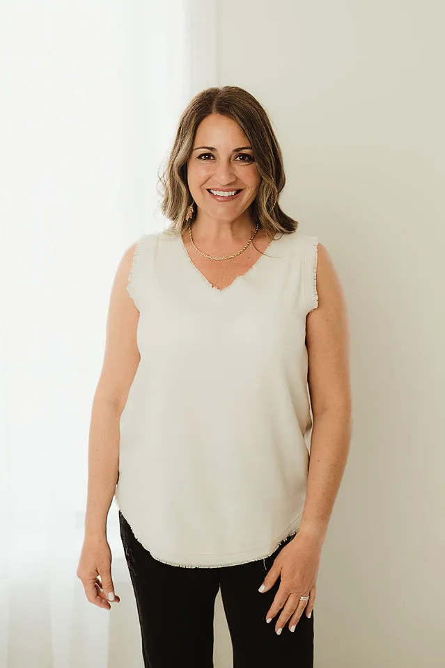 Linen Frayed Edge Tank