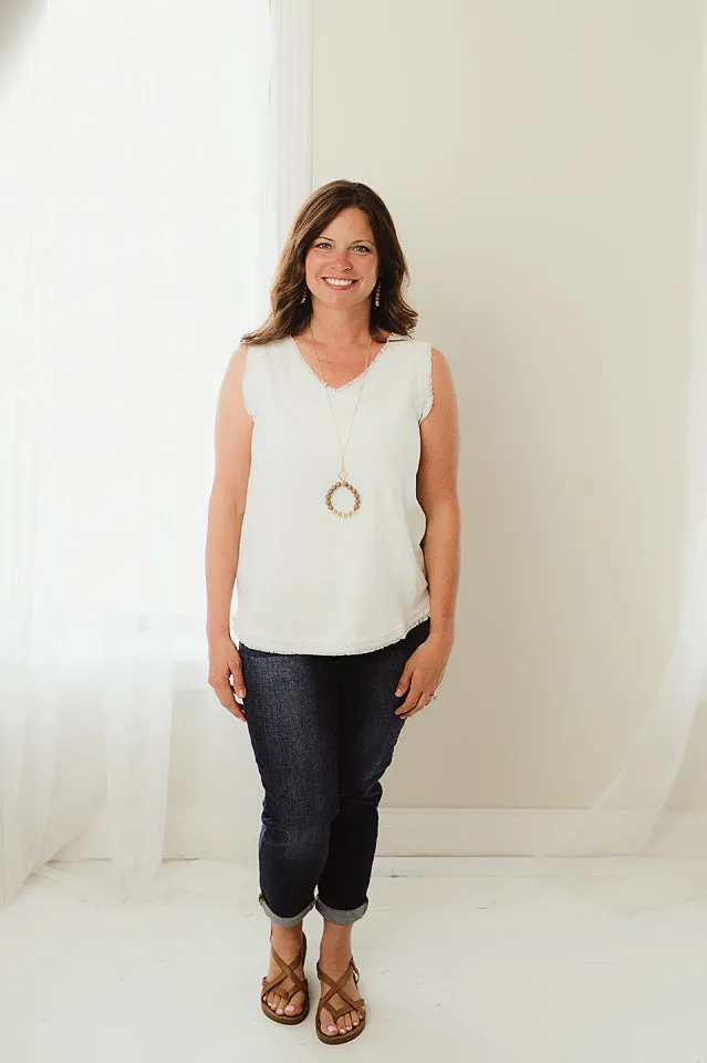 Linen Frayed Edge Tank