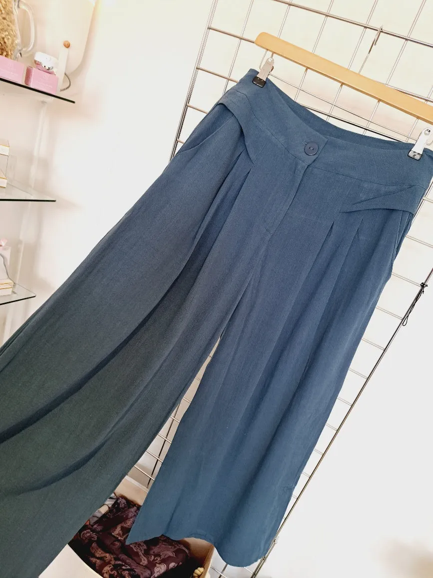Linen mix wide leg trousers