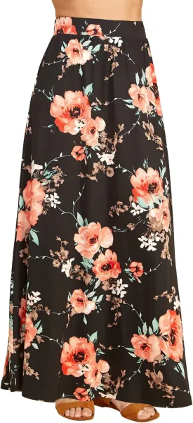 Lock and Love Women's Casual Comfy Stylish High Waist Flare Long Maxi Skirt  Available in Print & Solid Options