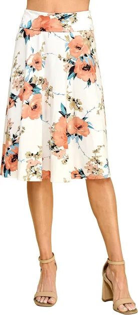 Lock and Love Women's Solid Ombre Lightweight Flare Midi Pull On Closure Skirt S-XXXL Plus Size
