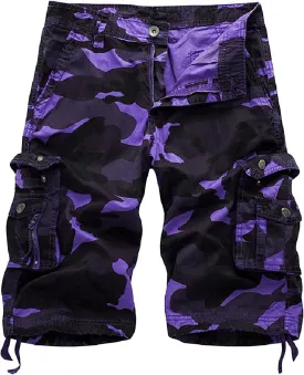 Men's Camo Cargo Shorts Relaxed Fit Multi-Pocket Outdoor Camouflage Cargo Shorts Cotton
