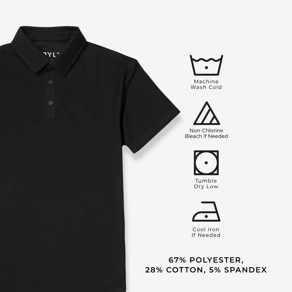 Men's Drop-Cut Polo  Collared Casual Shirt for Men  Soft Polyester, Cotton, and Spandex Blend  Wrinkle Resistant