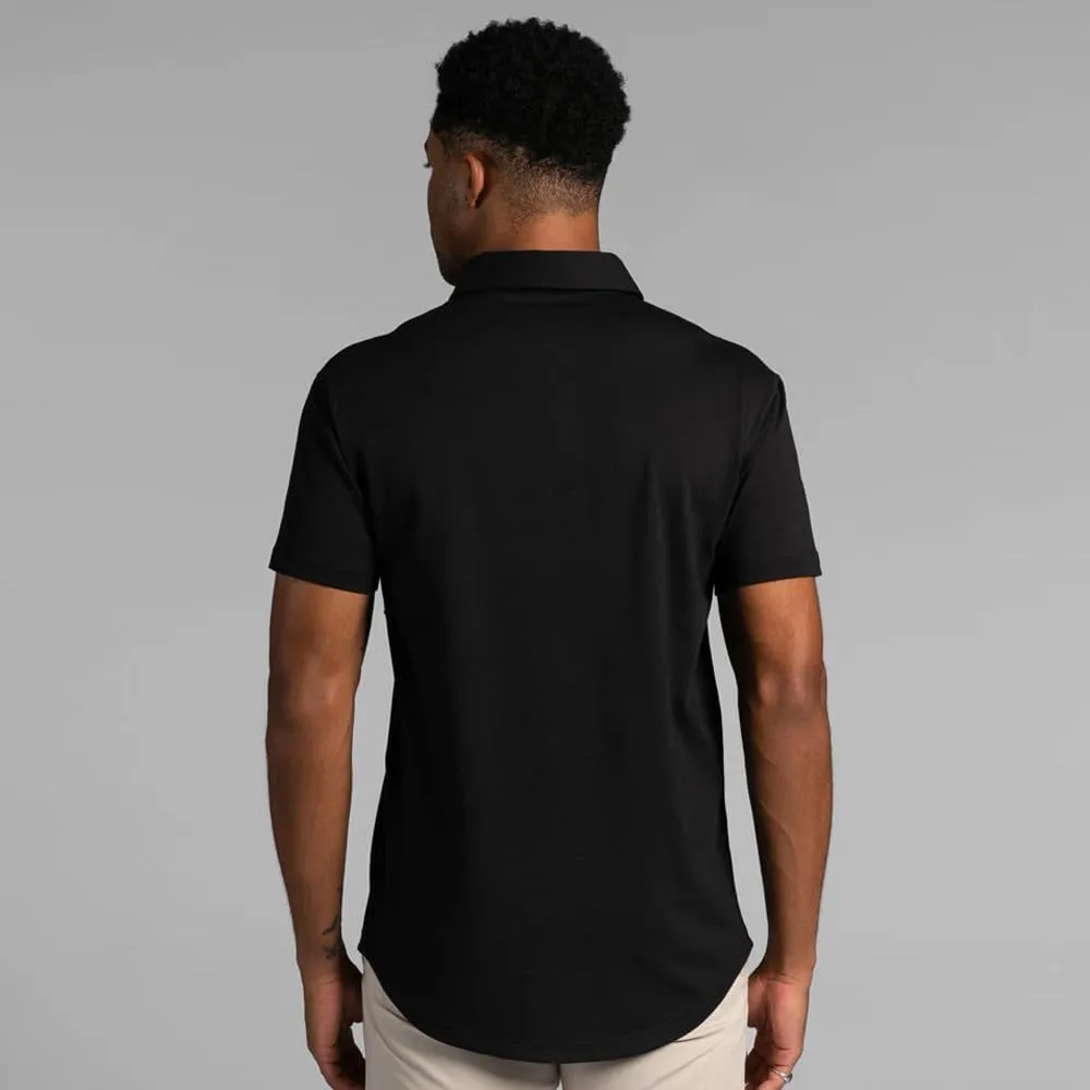 Men's Drop-Cut Polo  Collared Casual Shirt for Men  Soft Polyester, Cotton, and Spandex Blend  Wrinkle Resistant