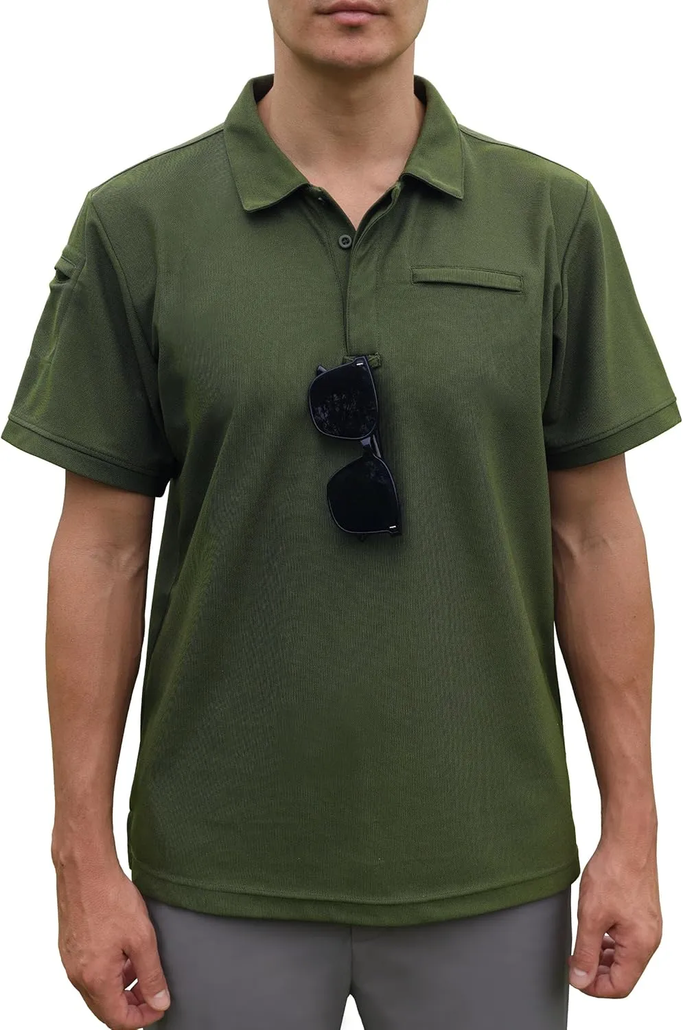 Men's Polo Shirt Short Sleeve Tactical Shirt, Golf Shirts, Absorbent and Quick Drying Polo Sports Neck Shirt Tennis