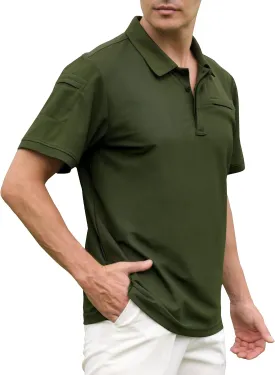 Men's Polo Shirt Short Sleeve Tactical Shirt, Golf Shirts, Absorbent and Quick Drying Polo Sports Neck Shirt Tennis