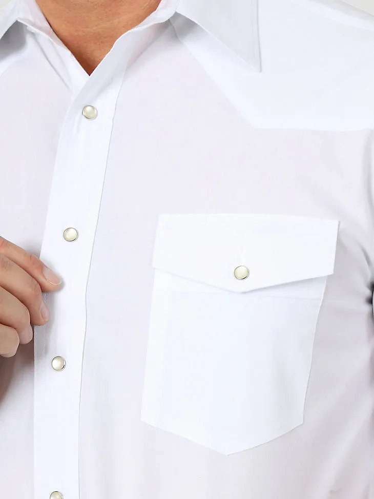 Men's Wrangler® Short Sleeve Solid Western Snap Sport Shirt in White