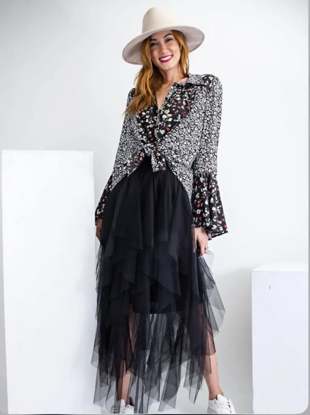 Mesh Ballerina Maxi Skirt - Black