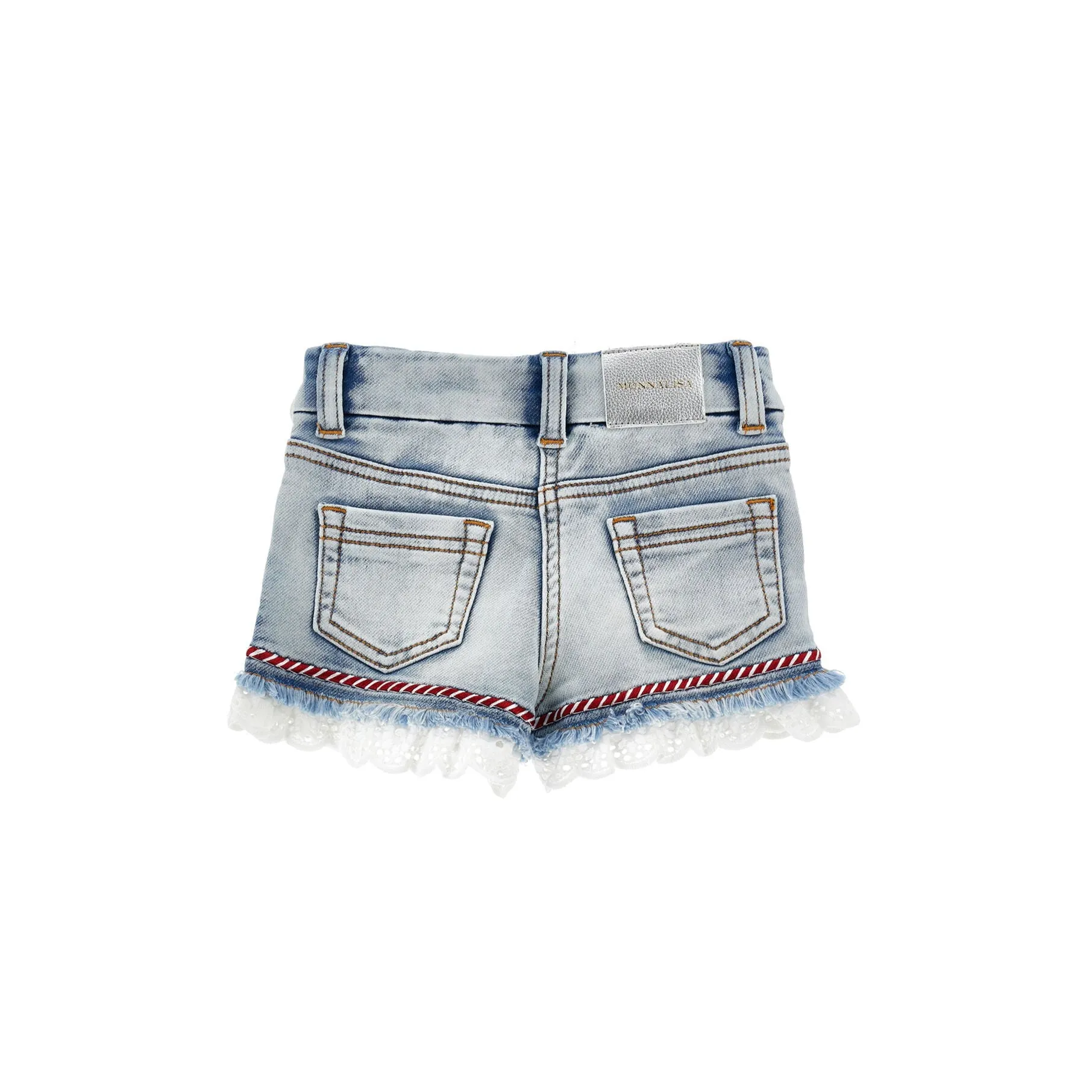 Monnalisa Baby Girl's Denim Embroidered & Lace Shorts
