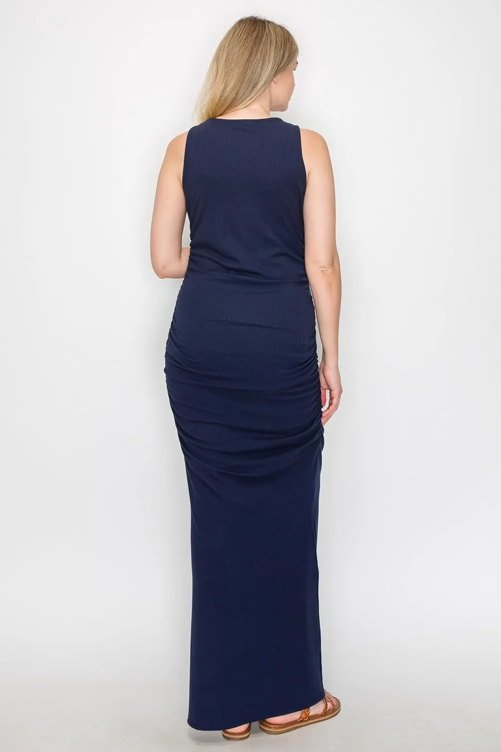 My Bump Women's Tank Ribbed Casual Comfortable Maternity Pregnancy Long Dress W/Side Slit(Made in USA)