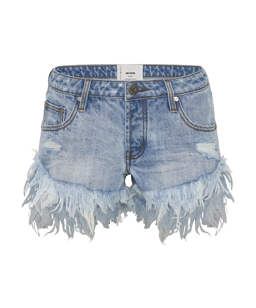 Ocean Dukes Low Waist Mini Denim Shorts- ONE TEASPOON