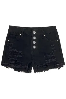 On My Way Distressed Black Denim Shorts