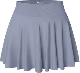 OQQ Women Mini Skirts 2 in 1 Flowy Basic Versatile Stretchy Flared Casual A-line Skirt with Pockets