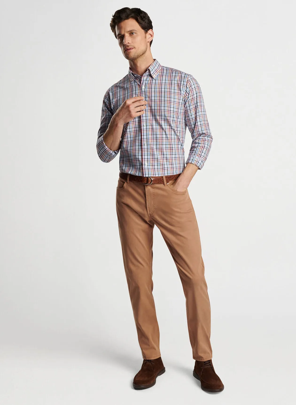 Peter Millar Brighton Cotton Sport Shirt In Navy