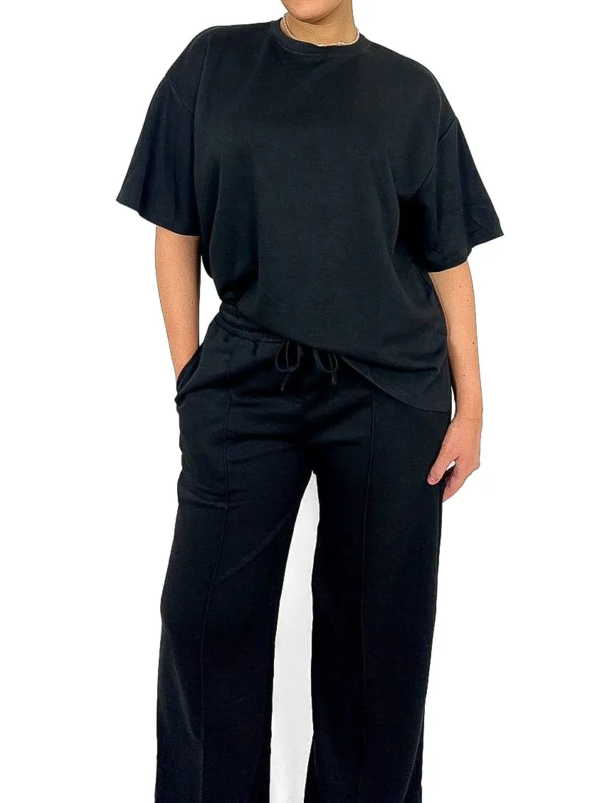 Pinch Seam Front Wide Leg Joggers