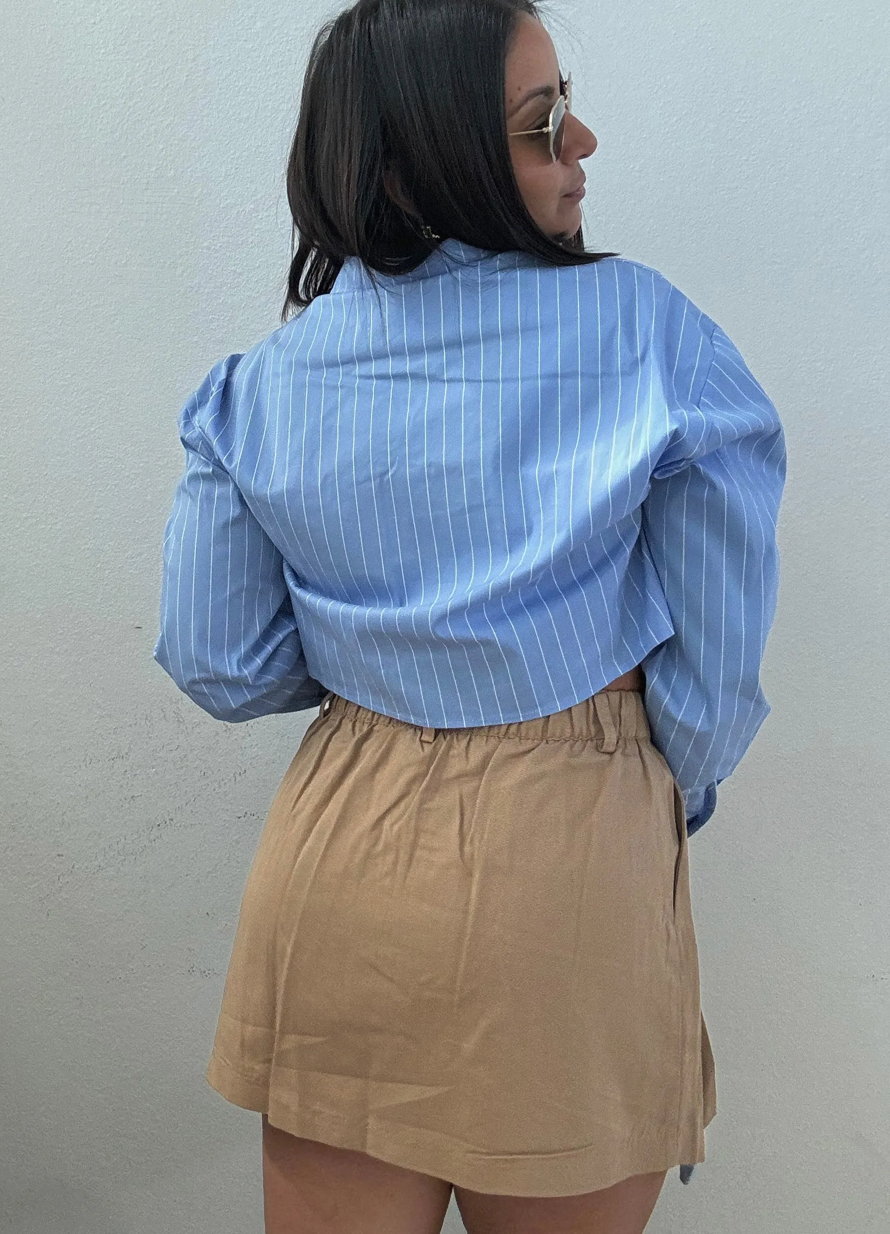 Pinstriped Poplin Shirt, Blue