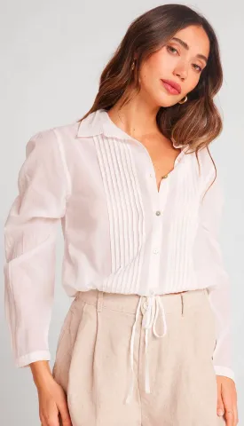 Pintuck Crop Button Down