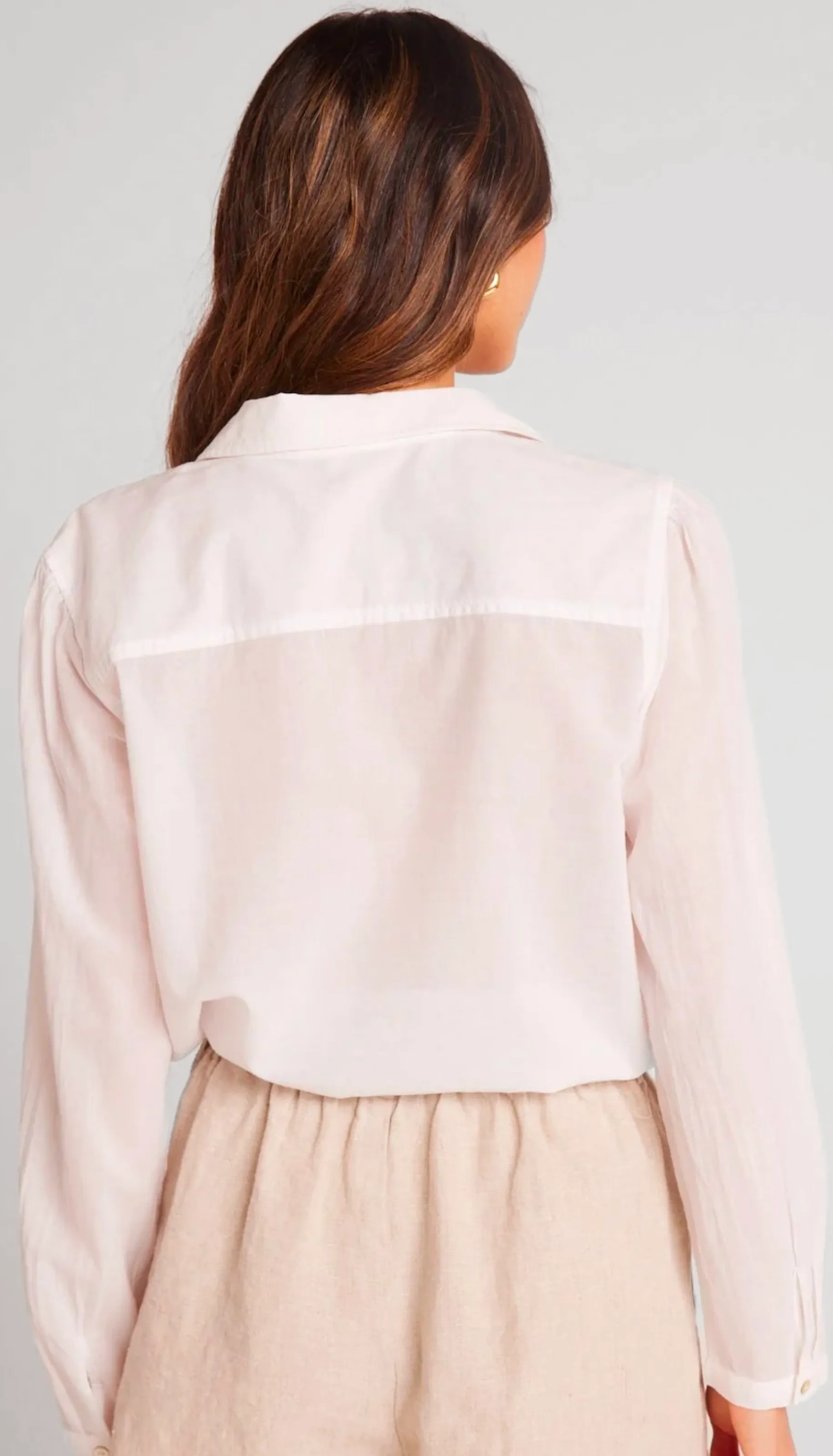 Pintuck Crop Button Down
