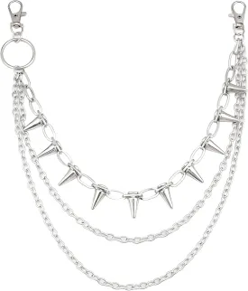 Punk Pants Chain,Gothic Goth Hip Hop Rivet Charm Layered Wallet and Jeans Link Chain, Vintage Rock Jewelry for Men and Women