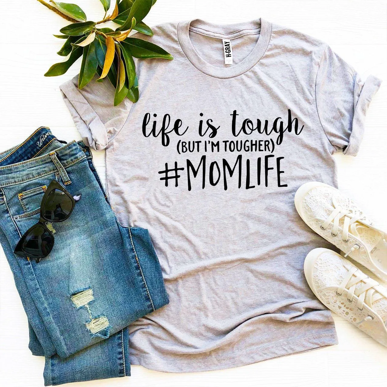 "#Momlife" cotton Printed T-shirt