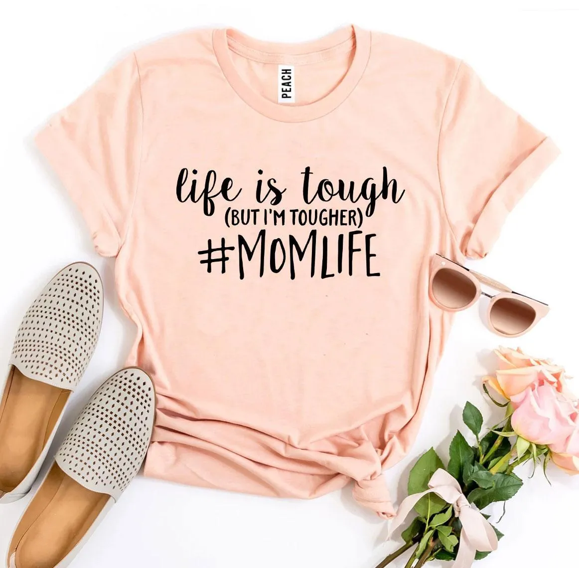 "#Momlife" cotton Printed T-shirt