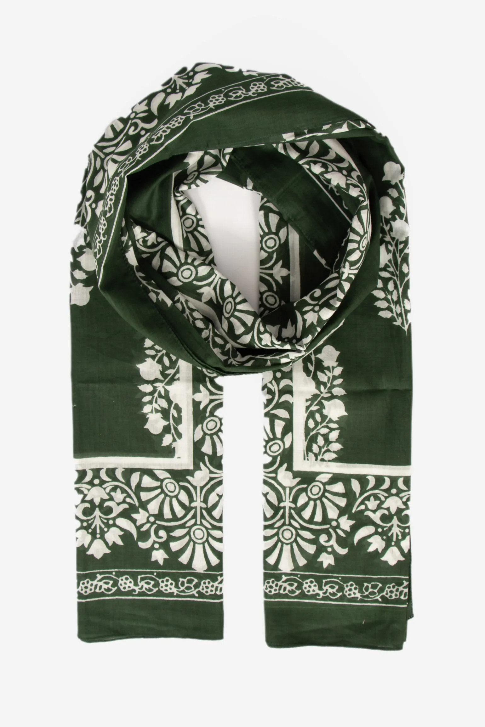 Rue Lightweight Cotton Scarf - Khaki, Leaf