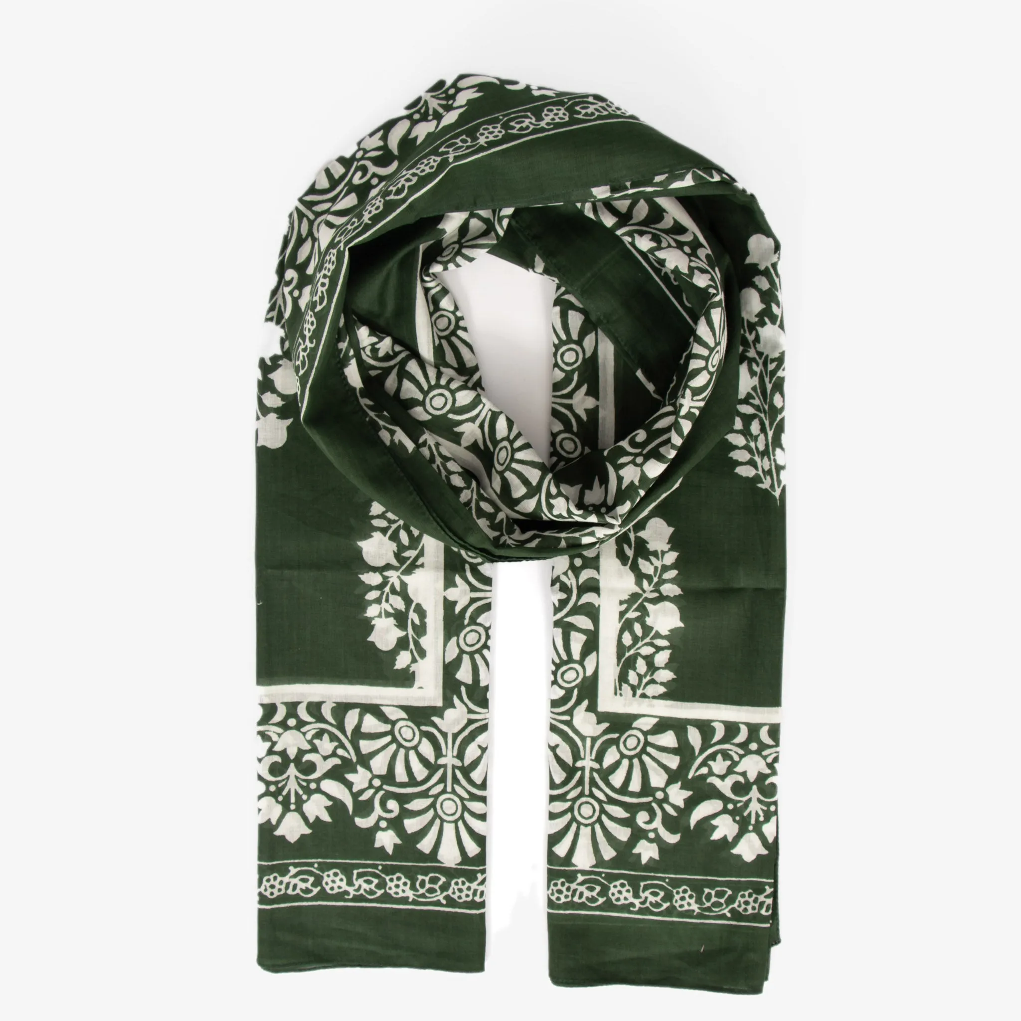 Rue Lightweight Cotton Scarf - Khaki, Leaf