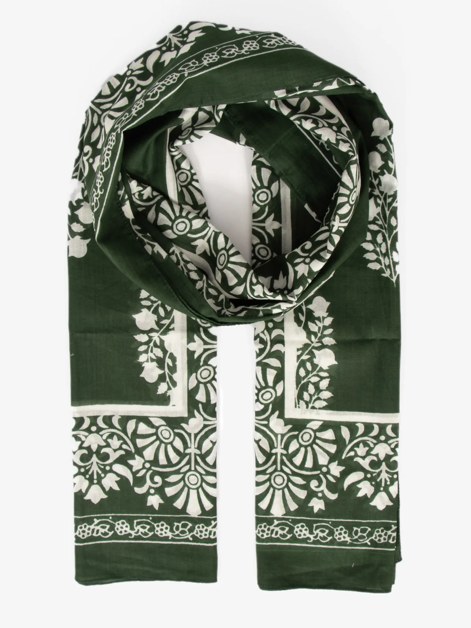 Rue Lightweight Cotton Scarf - Khaki, Leaf