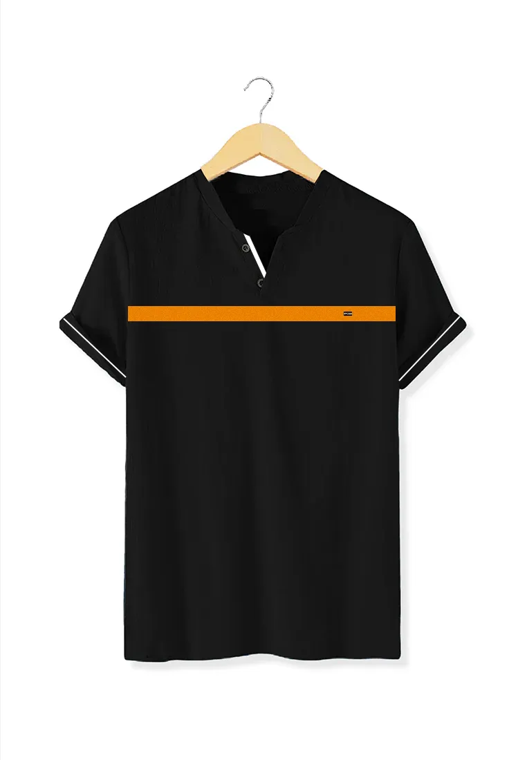 Ryusei Kaos Pria Nishizawa Button CMB Black