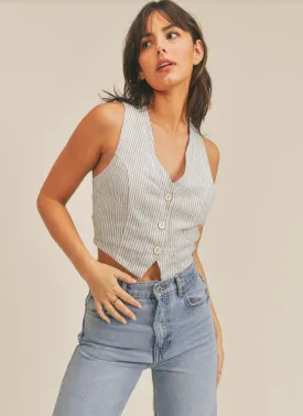 Sage The Label Johanne Striped Open Back Vest