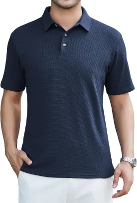 SAMERM Mens Zipper Polo Shirts Short Sleeve Casual Fashion Stylish Knit Polo T Shirt for Men