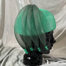 SOLD Vintage 40s Green Statement Straw Hat, Designed by Sylvia S