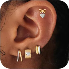 Statement Earrings for Women - Trendy Two Tone Geometric Mixed Metal Earring Set, Gold and Silver Earrings, 14K Gold and Rhodium Plated, Perfect for Multiple Piercings - Nickel-Free, Hypoallergenic