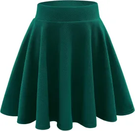 Stelle Women's Casual Skirt with Shorts Basic Versatile Stretchy Flared Pleated Skater Mini Skirts