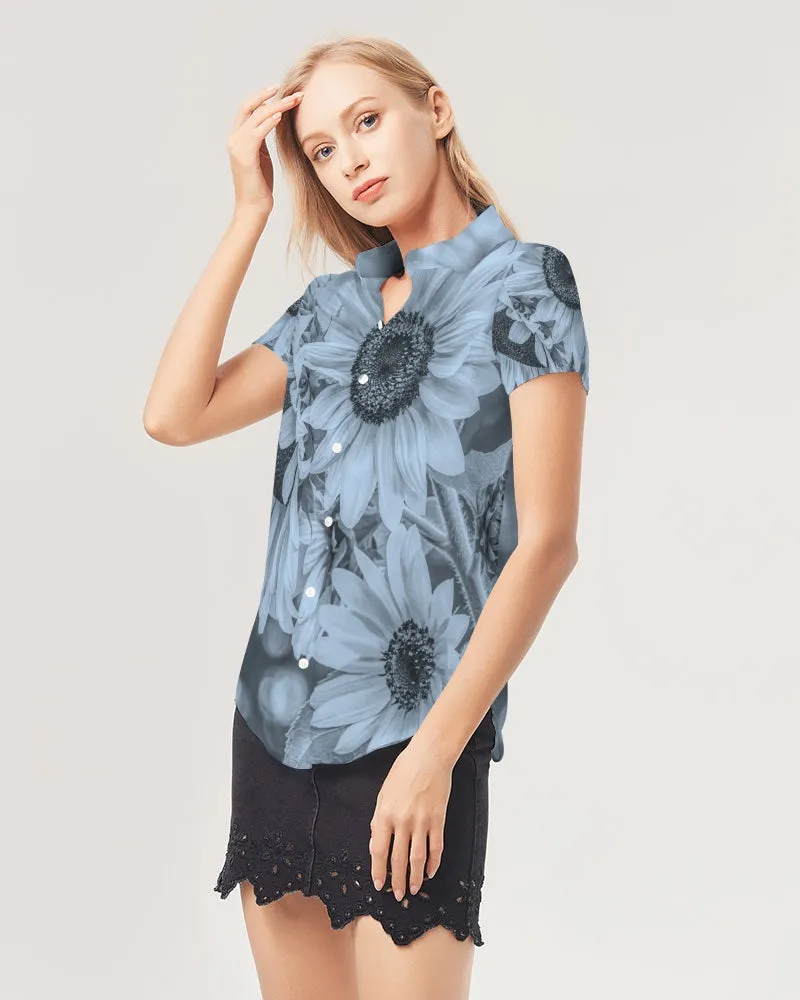 Summer Serenity Women's Short Sleeve Button Up