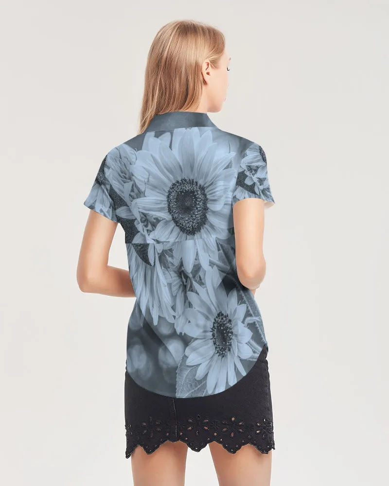 Summer Serenity Women's Short Sleeve Button Up