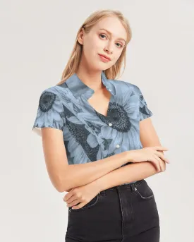 Summer Serenity Women's Short Sleeve Button Up