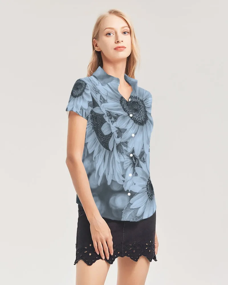 Summer Serenity Women's Short Sleeve Button Up