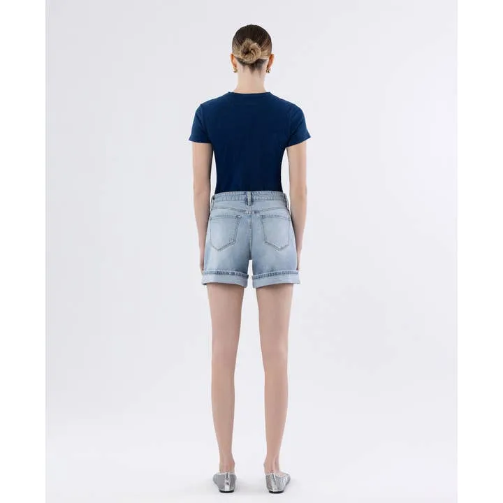 Vervet High Rise Cuffed Mom Denim Shorts