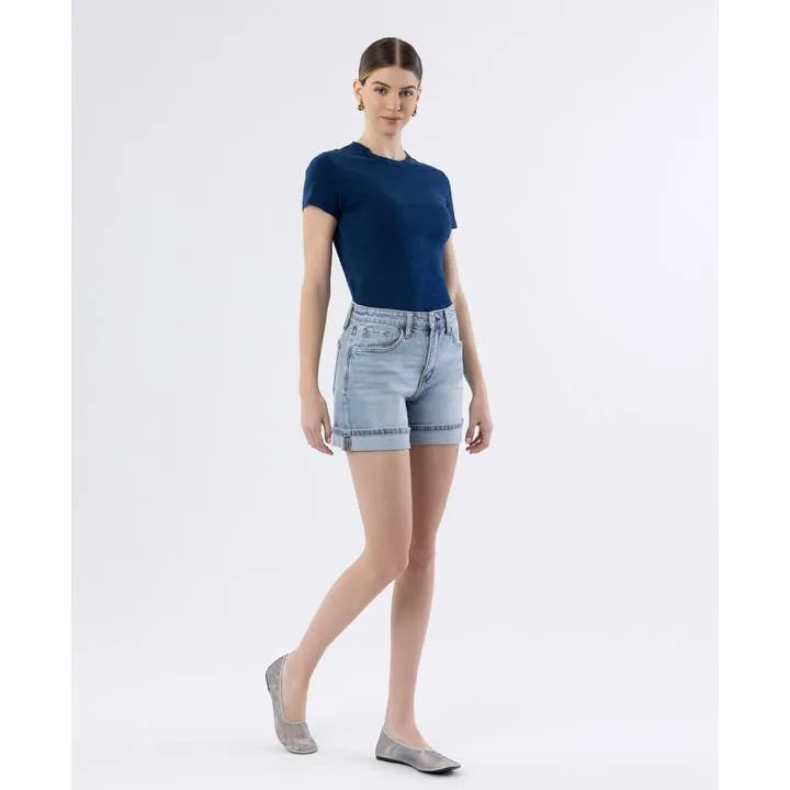 Vervet High Rise Cuffed Mom Denim Shorts