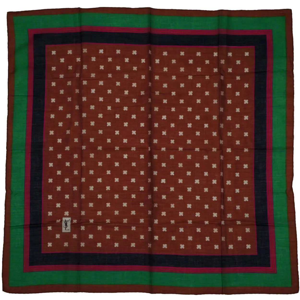 Vintage 1970s Yves Saint Laurent YSL Scarf Mixed Pattern Cotton Voile 26 Inch
