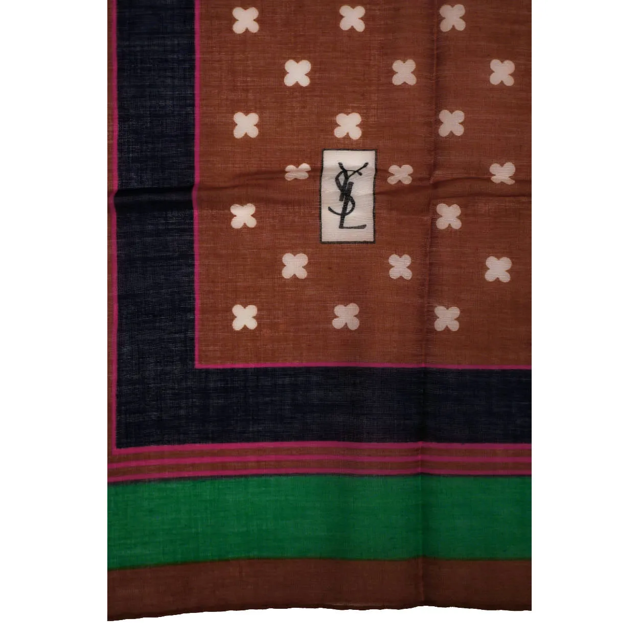 Vintage 1970s Yves Saint Laurent YSL Scarf Mixed Pattern Cotton Voile 26 Inch